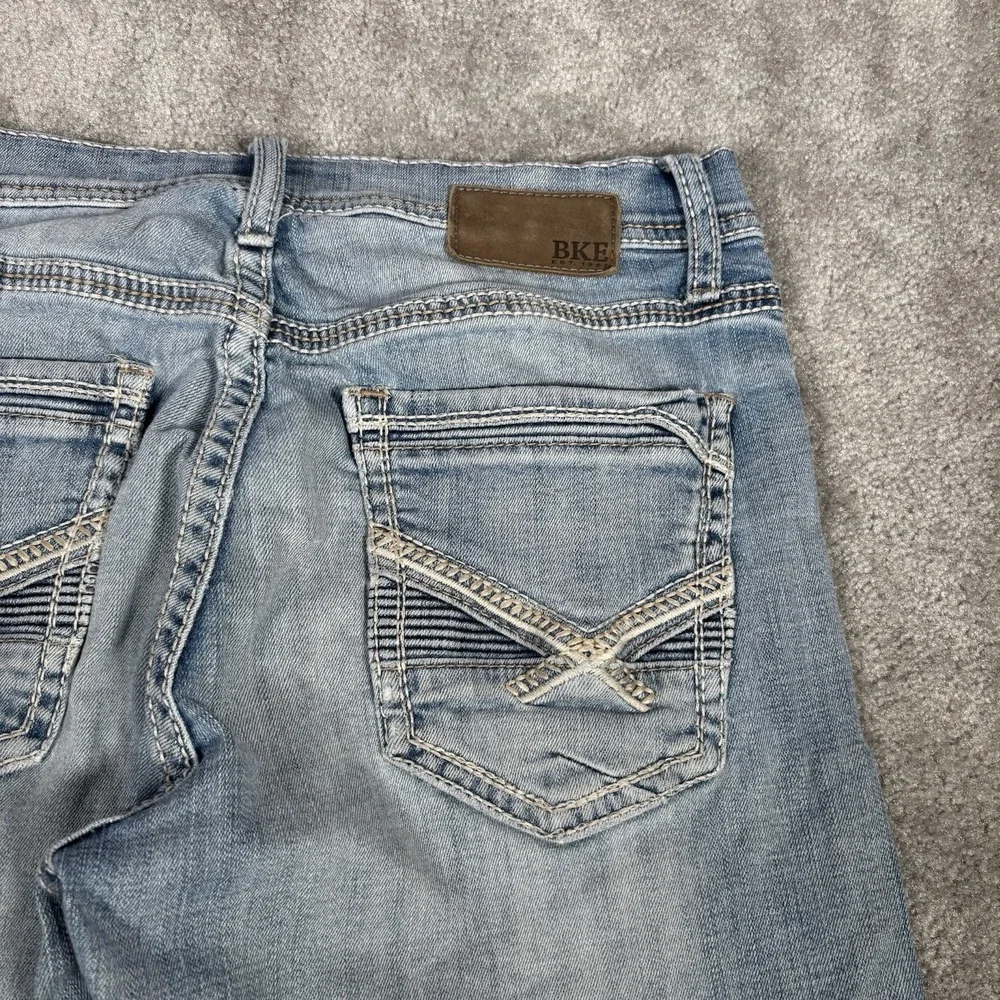 BKE Jake Jeans Mens 32x32 (Tag 32x34) Light Blue Denim Straight Leg Custom Hems
